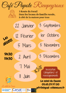 Flyer - Cafés Papote Rieupeyroux - Verso