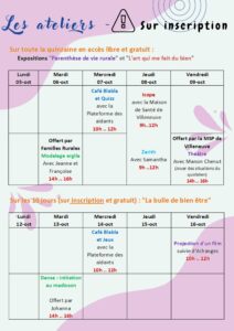 Planning quinzaine santé mentale